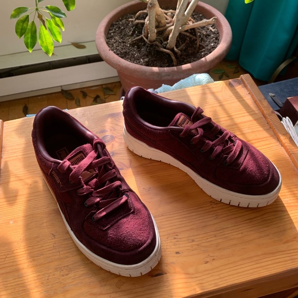 Puma Aubergine Mayze Stack Leather Platform Sneakers VGUC - Picture 5 of 12